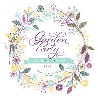 wildflowers garden wreath garden party template - garden decoration stock illustrations