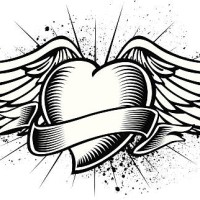winged heart tattoo - fashion stock illustrations
