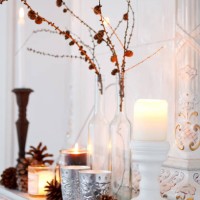 winter decorations with candles - home decoration stock pictures, royalty-free photos & images