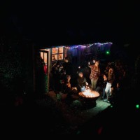 winter party in the garden - garden decoration stock pictures, royalty-free photos & images
