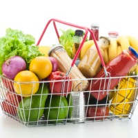 wire shopping basket filled with groceries and vegetables - food stock pictures, royalty-free photos & images