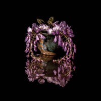 wisteria reflected 02 - garden decoration stock pictures, royalty-free photos & images