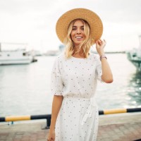 woman at the marina - fashion stock pictures, royalty-free photos & images