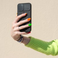 woman hands holding smart phone outdoors - fashion stock pictures, royalty-free photos & images
