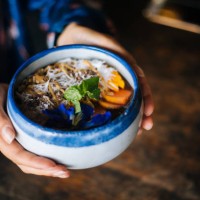 woman holding healty bowl - food stock pictures, royalty-free photos & images