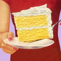 woman holding large piece of cake - food stock illustrations