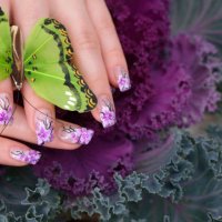 woman manicure and butterfly - nails art stock pictures, royalty-free photos & images