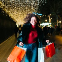 woman running with shopping bags - fashion stock pictures, royalty-free photos & images