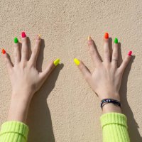 woman's hands with multicolored nail polish - nails art stock pictures, royalty-free photos & images