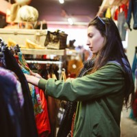 woman shopping in london second hand marketplace - fashion stock pictures, royalty-free photos & images
