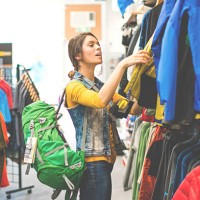 woman shopping in outdoor equipment mega store - fashion stock pictures, royalty-free photos & images