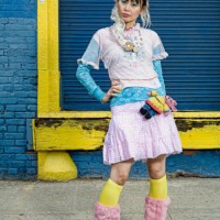 woman wearing harajuku style dress, hand on hip, portrait - fashion stock pictures, royalty-free photos & images