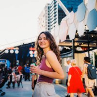 woman with drink can on music festival in summer - concert stock pictures, royalty-free photos & images