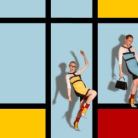 woman with retro fashion on geometric background - fashion stock pictures, royalty-free photos & images