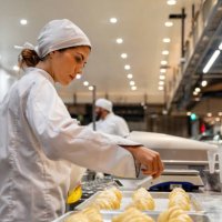 woman working at a bakery making croissants - food stock pictures, royalty-free photos & images