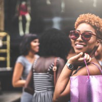 women friends are so happy after shopping - fashion stock pictures, royalty-free photos & images