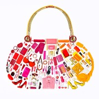 women's belongings in shape of handbag - fashion stock pictures, royalty-free photos & images