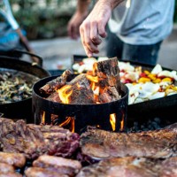 wood-roasted meats, sausages and vegetables. asado (traditional argentine food). - food stock pictures, royalty-free photos & images