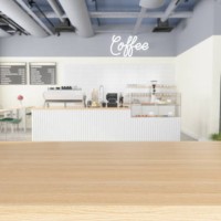 wood empty surface with empty coffee shop background - junk food stock pictures, royalty-free photos & images