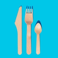 wooden cutlery, fork, knife and spoon to take away organic and ecological zero waste - junk food stock pictures, royalty-free photos & images