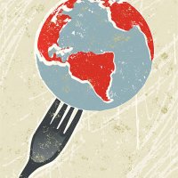 world on a fork - food stock illustrations