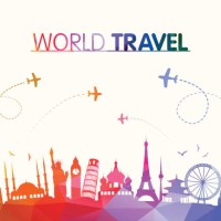world travel and famous landmarks polygonal concept - travel stock illustrations