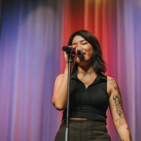 young asian chinese solo female singer singing performance on stage - concert stock pictures, royalty-free photos & images