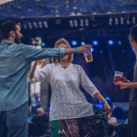 young friends having fun at music festival - concert stock pictures, royalty-free photos & images