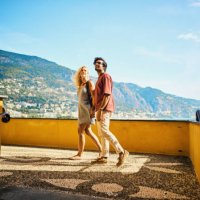 young millennial couple enjoying their trip to menton, while travelling in the south of france. - travel stock pictures, royalty-free photos & images