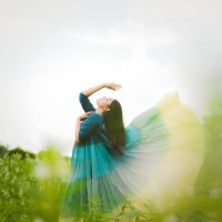 young woman in dress standing on field against sky,india - fashion stock pictures, royalty-free photos & images