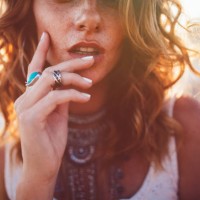 young woman wearing bohemian style silver jewelry - fashion stock pictures, royalty-free photos & images