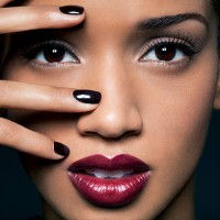 young woman with red lips and black nail polish. - fashion stock pictures, royalty-free photos & images