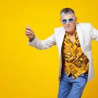 youthful old man in the sixties having fun and dancing - fashion stock pictures, royalty-free photos & images