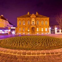 zagreb street architecture night scene - garden decoration stock pictures, royalty-free photos & images