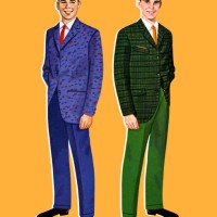 zwei männer der papier-puppe - fashion stock-grafiken, -clipart, -cartoons und -symbole