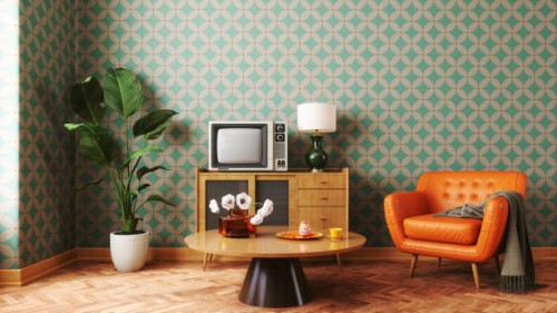 1970s style retro home interior - home decoration fotografías e imágenes de stock