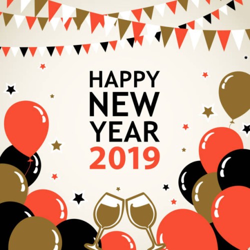 2019 new year's eve toasts - home decoration stock illustrations