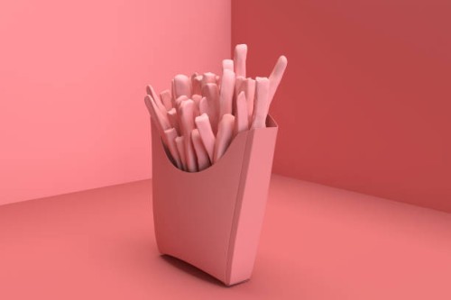 3d digital picture of french fries from fast food company in solid color. - junk food stock pictures, royalty-free photos & images