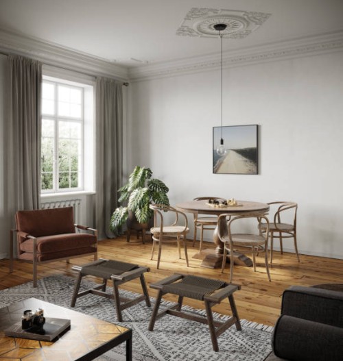 3d rendering of a small playing table in a living room - home decoration stock pictures, royalty-free photos & images