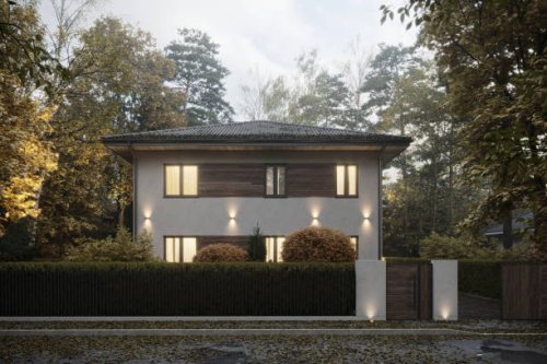 3d rendering of modern cozy house on autumn day - garden decoration stock pictures, royalty-free photos & images