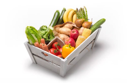 5 a day fresh fruit and veg box - food photos et images de collection