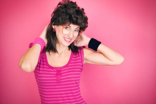 80's mullet model - hairstyle stock pictures, royalty-free photos & images
