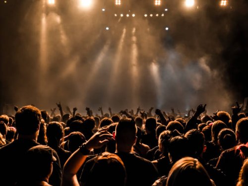 a crowd at a concert. - concert stock pictures, royalty-free photos & images