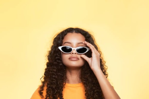a portrait of cool teenager with white sunglasses - fashion stock pictures, royalty-free photos & images