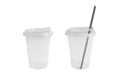 a realistic transparent disposable ice cup, transparent plastic cup mockup, isolated on white background - junk food stock pictures, royalty-free photos & images