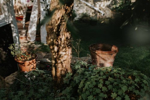 a sun-dappled raised flower bed in a beautiful garden - garden decoration stock pictures, royalty-free photos & images