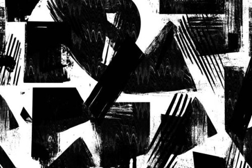 abstract black and white geometric brushstroke pattern. monochromatic abstract artwork featuring bold black brushstrokes and geometric shapes on a white background, creating a dynamic and modern composition. - fashion stock p