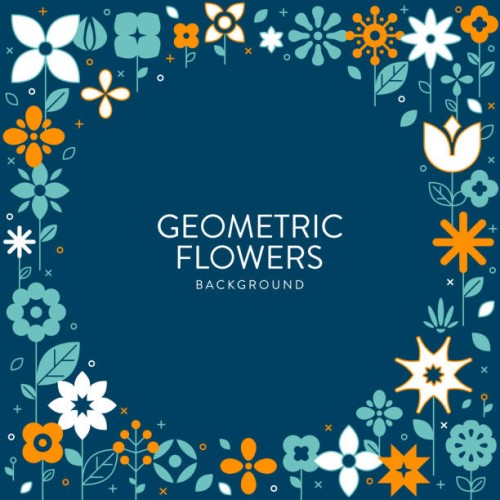 abstract geometric flower frame in circle background - garden decoration stock illustrations