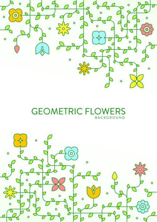 abstract geometric flower spring poster template background - garden decoration stock illustrations