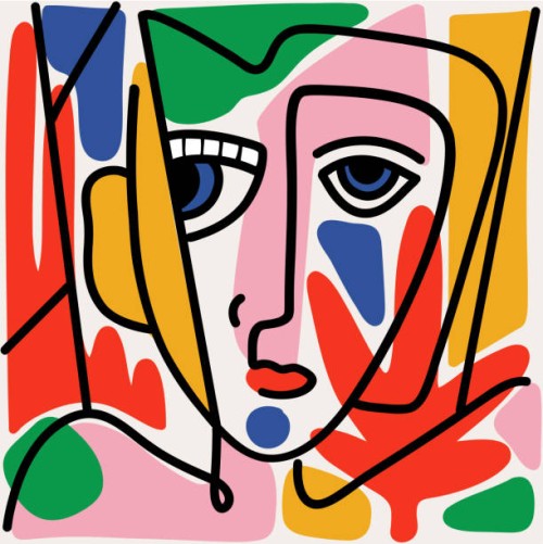 abstract modern face portrait - fashion stock illustrations